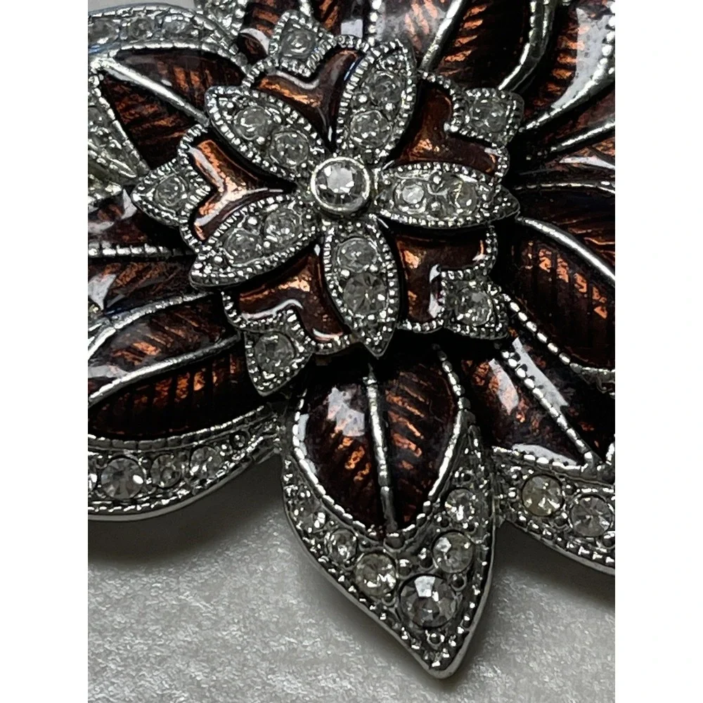 MONET Christmas Pin RHINESTONE Pointsetta Floral Brooch Estate COSTUME JEWELRY